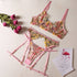 Floral Lingerie Bra and Garter Set - SilkSeduce