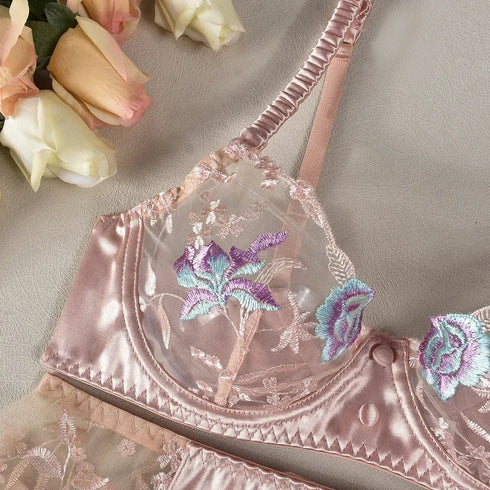 Floral Silk Lingerie Set - SilkSeduce