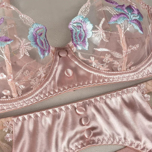 Floral Silk Lingerie Set - SilkSeduce