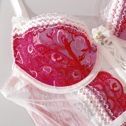 Heart Lace - Up Lingerie Set - SilkSeduce