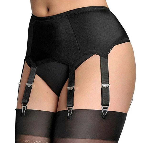 High Waist Mesh Garter Belt - SilkSeduce